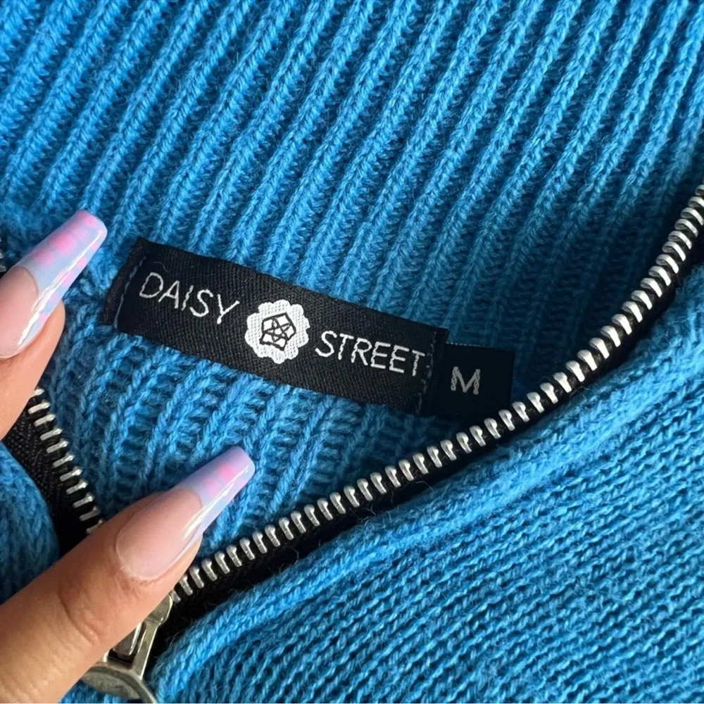 ASOS Blue Ribbed Zip-Up Sweater - Picture 4 of 4